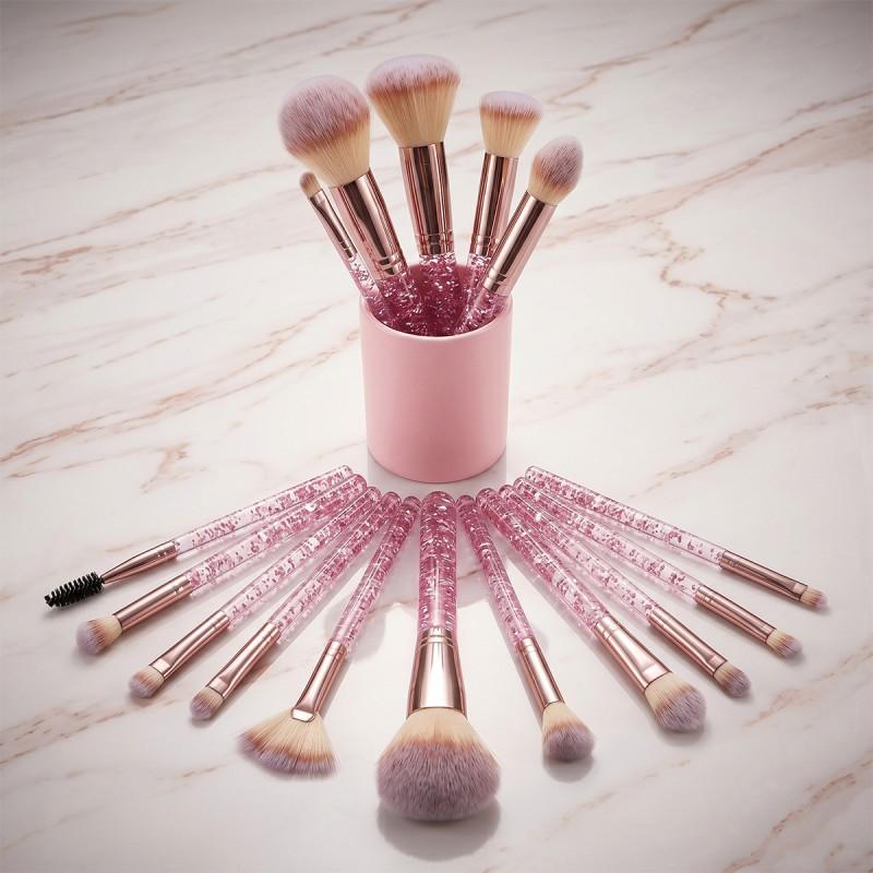 18-teiliges Glitzer-Kristallgriff-Make-up-Pinselset mit weichen Borsten, Foundation-Pinsel, mit Kosmetiktasche