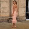 Personality Sleeveless Bodycon Dress with Side Slit and Fur Details Skirt Slim-fit Bag Hip Fluffy Pencil Skirt Dress Dress Skirt Bridesmaid Skirt