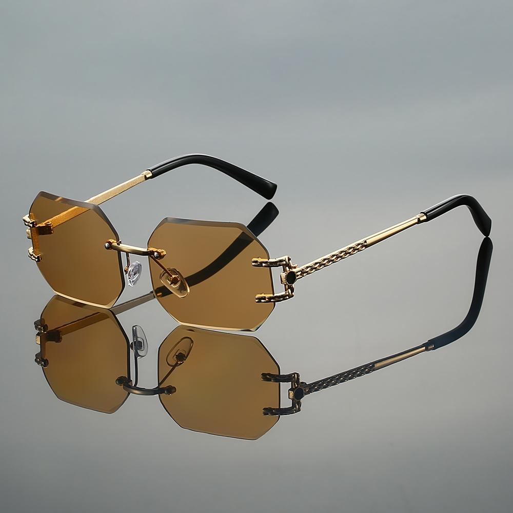 Rimless Polygon Sunglasses New In Vintage Gradient Multicolor Casual Sun Glasses Women Trendy Brand Design Decor Shades