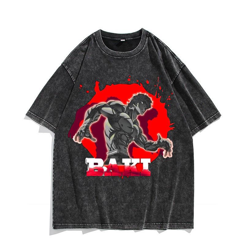 Unisex Anime Baki Haman Trička Harajuku Vintage Bavlněná Praná Top Pro Muže Hip Hop Streetwear Oversize Tričko