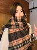 Autumn Winter Plaid Scarf Women Men Retro Black Checkered Warm Fringe Scarf Korean Fashion Soft Thick Shawl For Unisex Lady Male