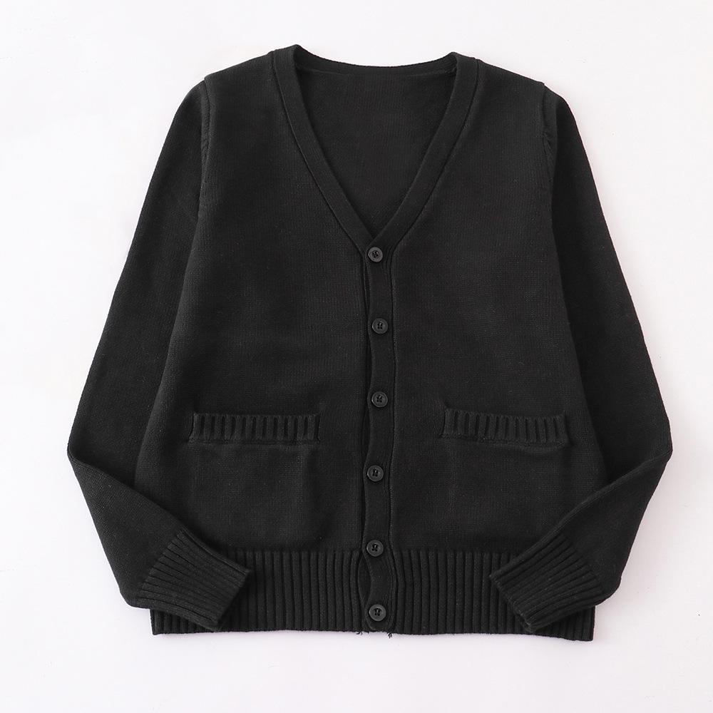 Japanese V-Neck Long Sleeve JK Uniform Cardigan - 7-Needle Thickened Sweater for Spring/Autumn