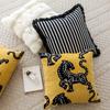 Retro Leopard Embroidery Cushion Case, Yellow Pillow Cover, Luxury Decorative, Sofa, Chair, Bedding, Home Decorations