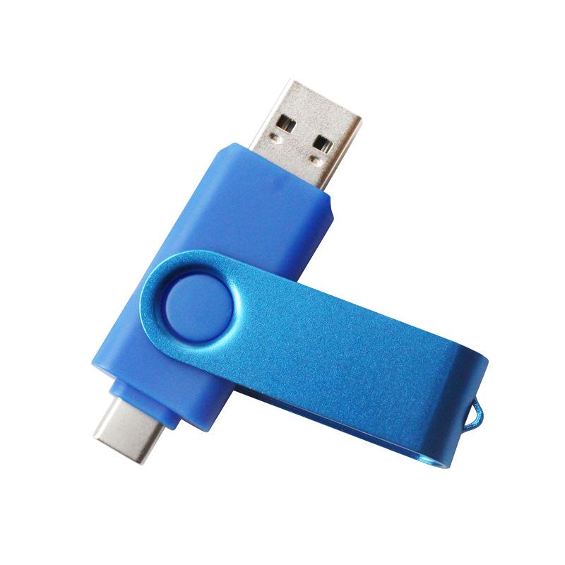Custom Metal Dual-Head USB Flash Drive - Large Capacity with Logo Printing, Compatible with Computers and Mobile Phones