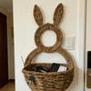 Handwoven Rabbits Ear Shape Flower Basket Natural Rattan Breathable Flower Holder for Home Decors and Storage