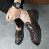 Men's leather shoes summer breathable woven air cushion men's shoes British style casual loafers men's one pedal