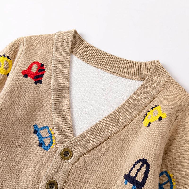 New Spring-Fall Cartoon Car Boys' Knit Sweater Cardigan