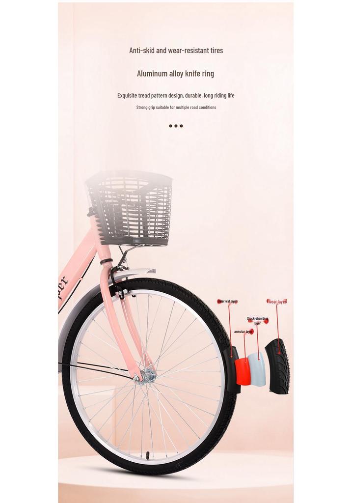 Commuter Bicycle for Women & Men, 22-24inch, Ideal for College Students, Campus & Youth