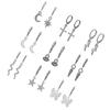 9 Pairs Lovely Wear-resistant Hoop Earrings with Ear Clip Eardrop Pendants Ear Moon Set Portable Pendants for Women Girls
