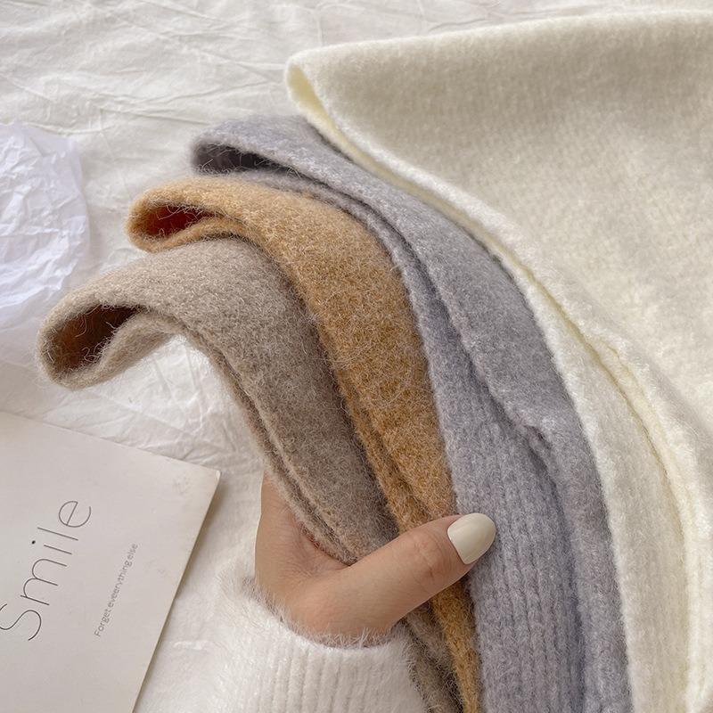 Small scarf short women's autumn and winter cross-knitted scarf color matching scarf winter warm button neck cover