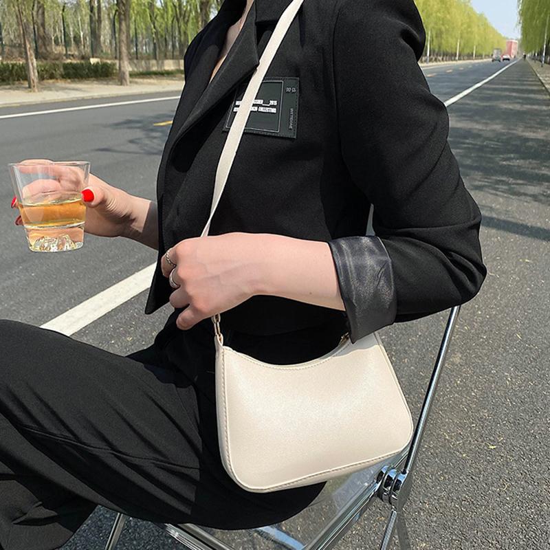 Fashion Casual Solid Color Shoulder Bag For Women High Quality PU Leather Underarm Bag