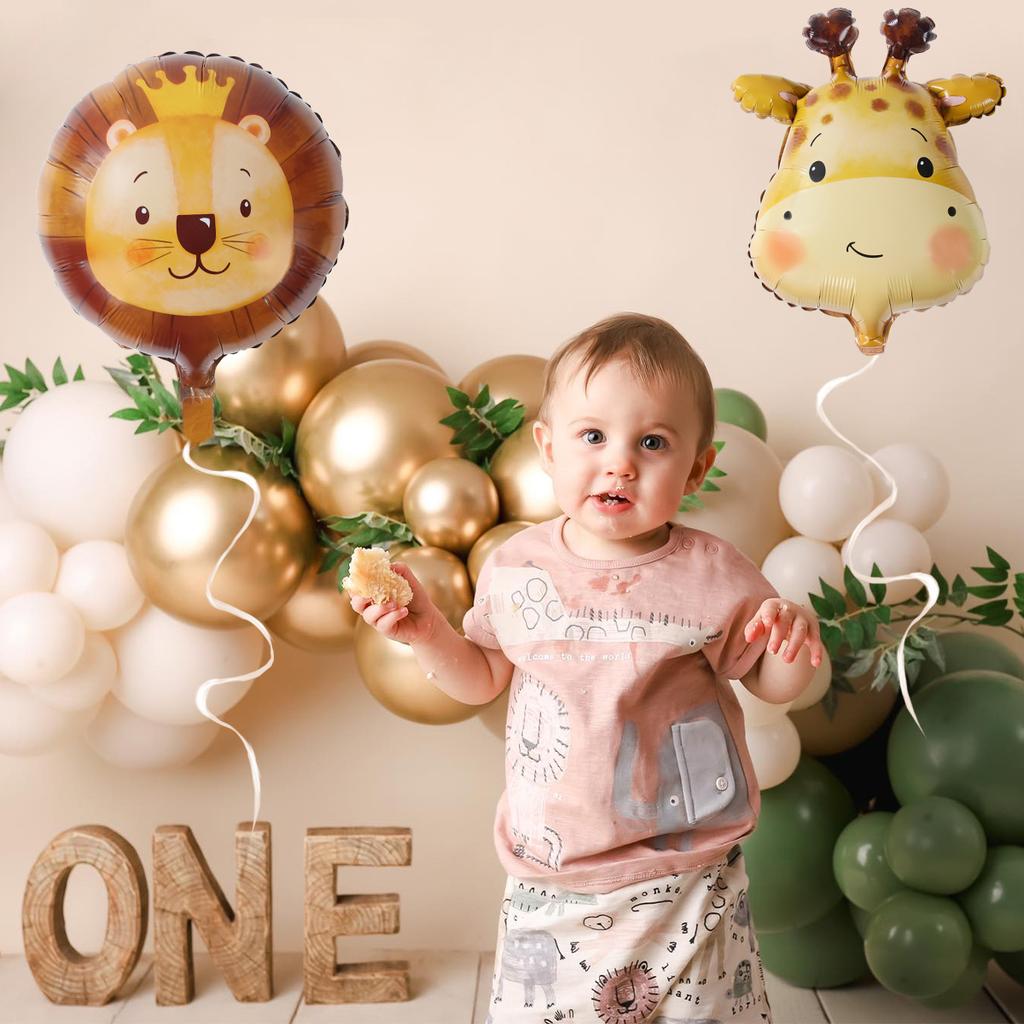 Jungle Animal Head Foil Balloons Wild One Birthday Party Decorations Kids Favors Safari Animals Balloons Baby Shower Supplies