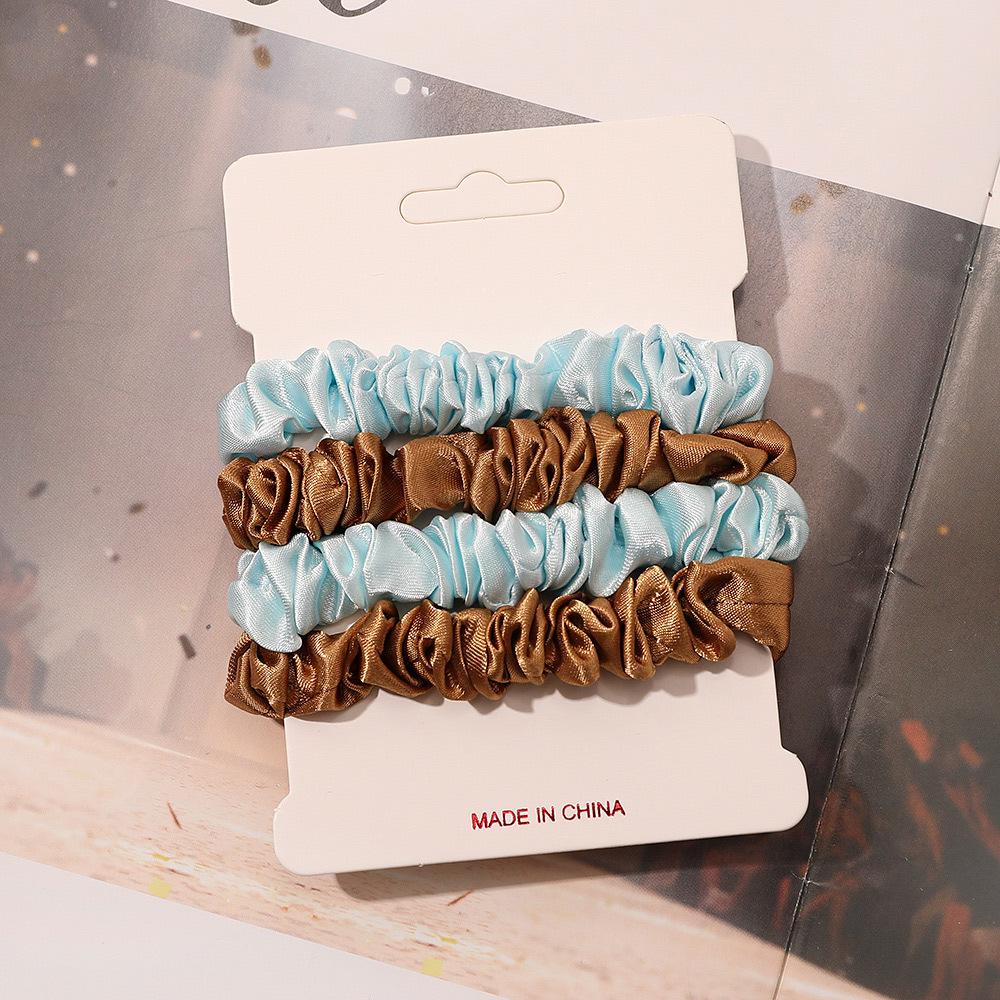 Cross-border Satin Hair Tie & Headband Set - Pig Intestine Style, Simple Ponytail, Leather Bun Tie