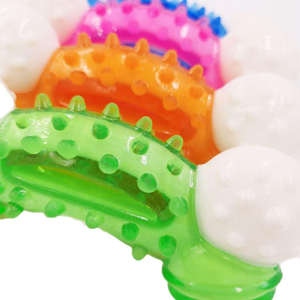 Chewer Tough Wobbling Bone Shape Interactive Pet Rubber Bite Dog Chew Toys Teeth Cleaning Toy