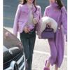 Purple French Twist Knitted Dress Base Sweater Dress Women