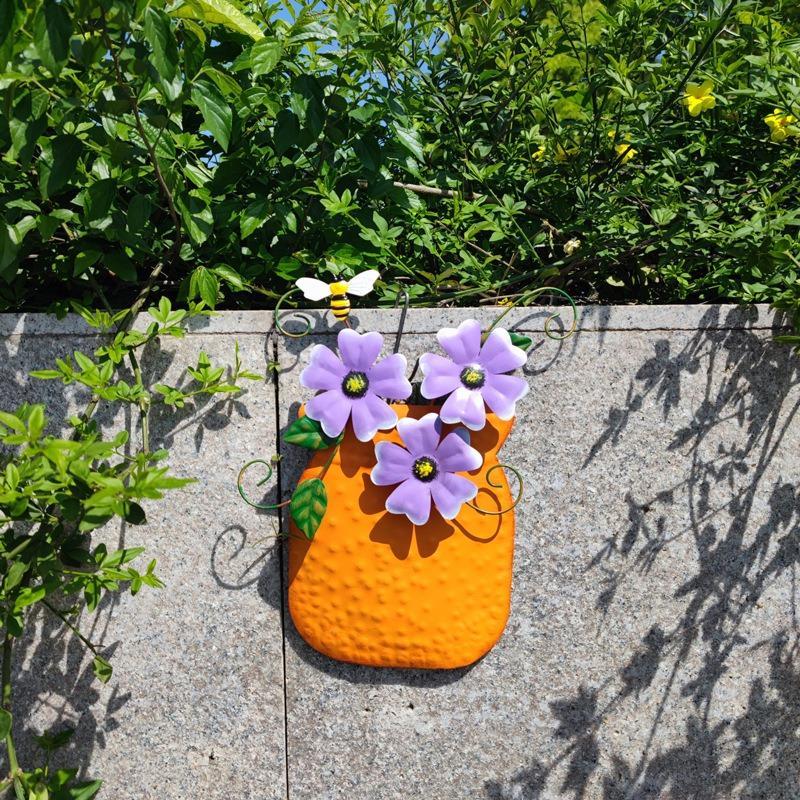 1Pcs Handmade Painted Iron Vases Wall Decorations Vase Arrangement Home Decor Ornaments Garden Decor Balcony Decors Villa Decors