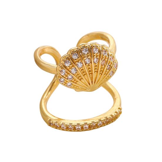Gold Sea Animals Ring for Women Rhinestone Seahorse Turtle Dolphin Starfish Seashell Double Layer Adjustable Ring Bohemian Beach Jewelry Gift for