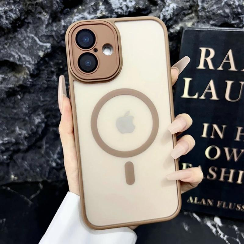 Desert Gold Luxury For Magsafe Wireless Charging Magnetic Case For Iphone 11 12 13 14 15 16 Pro Max Plus Matte Clear Armor Cover