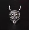 Retro Bullenkopf Hannya Maske Hip Hop Ring: Gold & Silber Horn Herren Streetwear