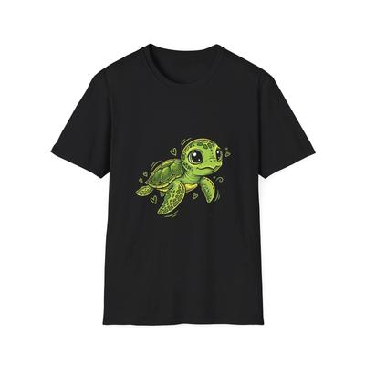 Turtle Cute Kawaii Anime Black Graphic Tee Ocean Animal T-Shirt