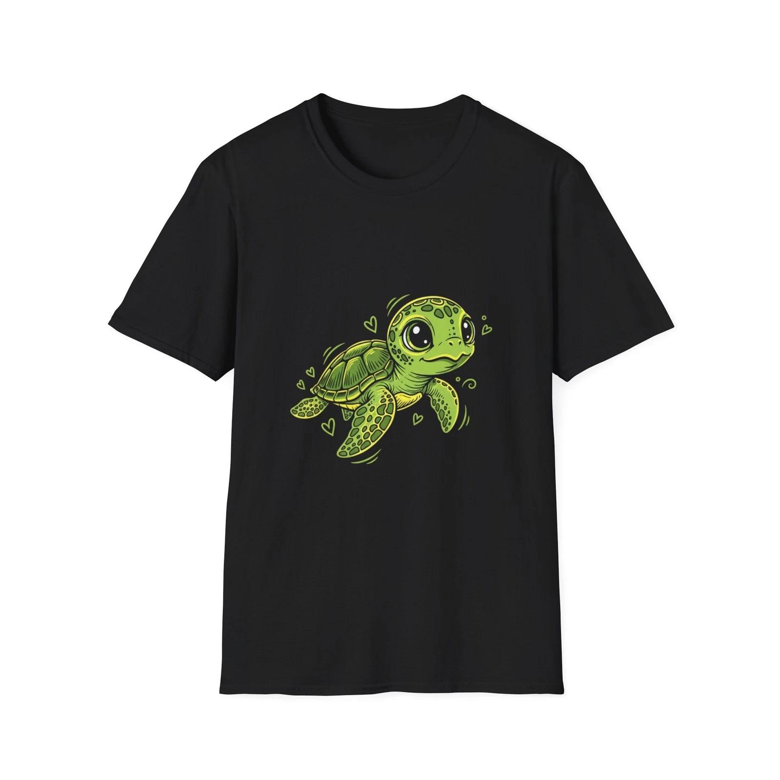 Turtle Cute Kawaii Anime Black Graphic Tee Ocean Animal T-Shirt 2XL