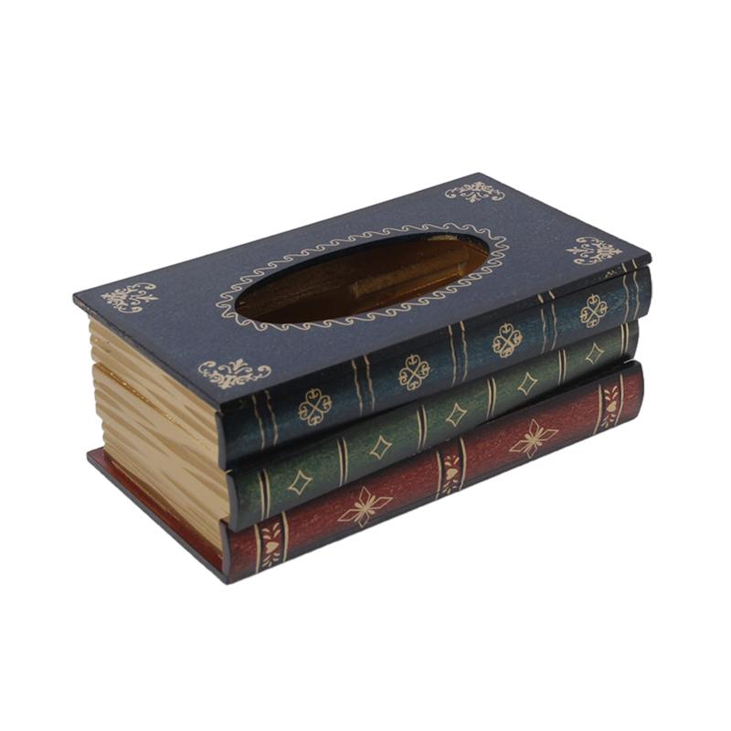 Creative American Retro Wooden Tissue Box European Simulation Art Book Napkin Box Home Decor Room Kitchen Napkin Storage Case