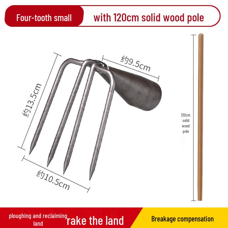 Two- and Three-Tine Gardening Rake Set for Soil Loosening and Planting