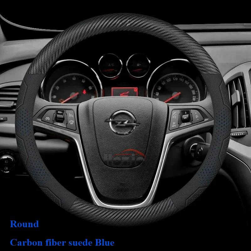 For Opel Astra-e Astra L GS Sport ST 2023 2024 2025 Steering Wheel Cover Carbon Fiber Suede Leather Car Accessories