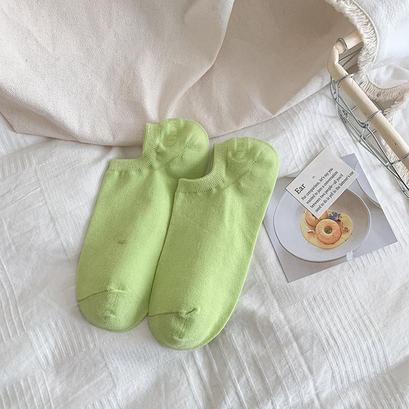 Dopamine Socks for Women, Spring and Summer, Short Solid Color, Light Mouth, Thin, Anti-slip, Non-dropping Heel Short Socks, Invisible Boat Socks