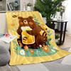Honey Floral Bear Pattern Flannel Printed Blanket Suitable for All Seasons Suitable for Living Room Office Sofa and Travel