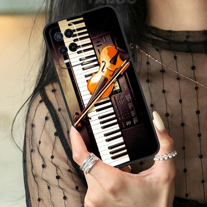 Violin Piano Case For Oppo A80 A60 A40 A17 A57 A77 A74 A54 A94 A78 A98 A18 A38 A58 A96 A76 A16 A15 A5 Pro