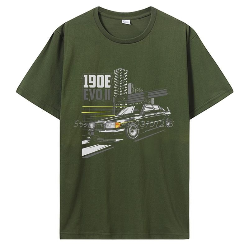 

Автомобильный мерч 190E Креативная футболка EVO с круглым вырезом Футболка из чистого хлопка Повседневная хлопковая футболка для фитнеса Мужская одежда Топы больших размеров XXXL армия зеленый
