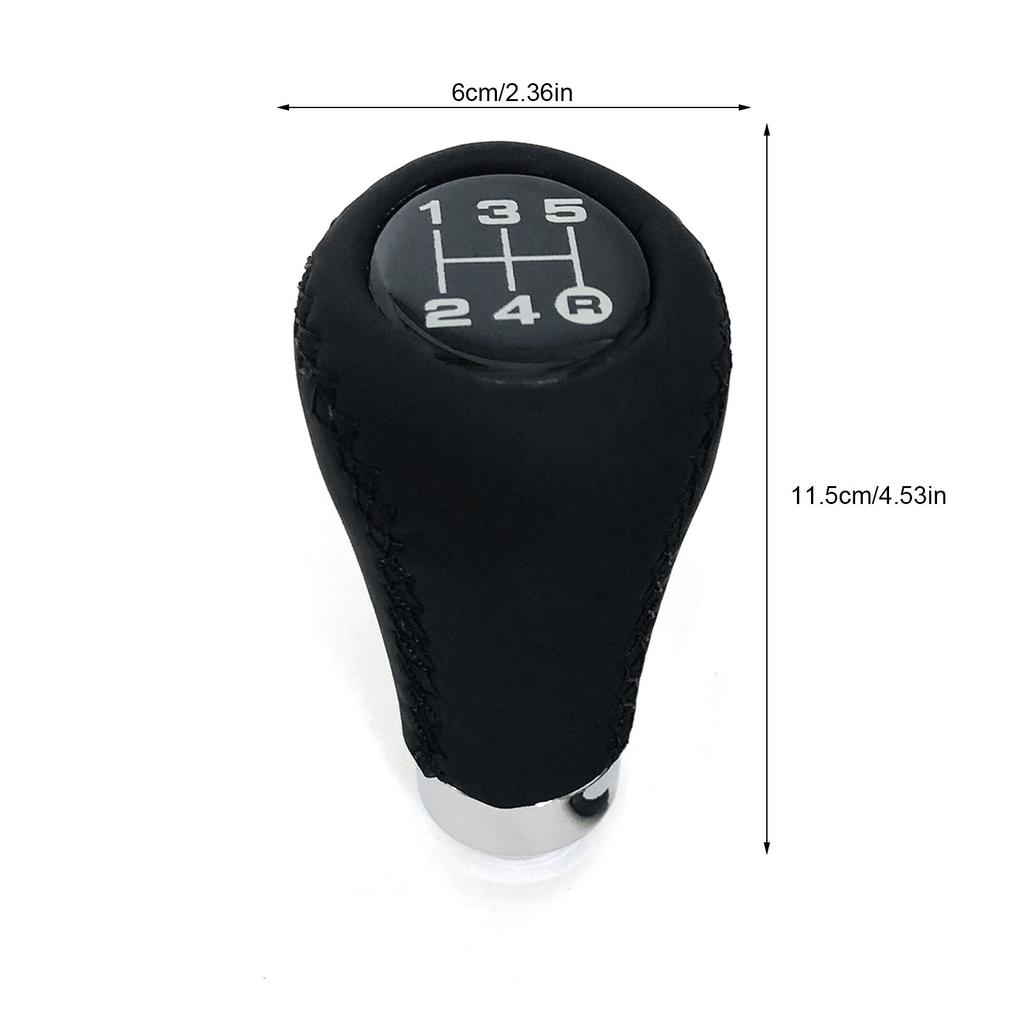 Car Manual Gear Shift Knob Shifter Black Leather Red Stitch 5 Speed Universal 8mm 10mm 12mm