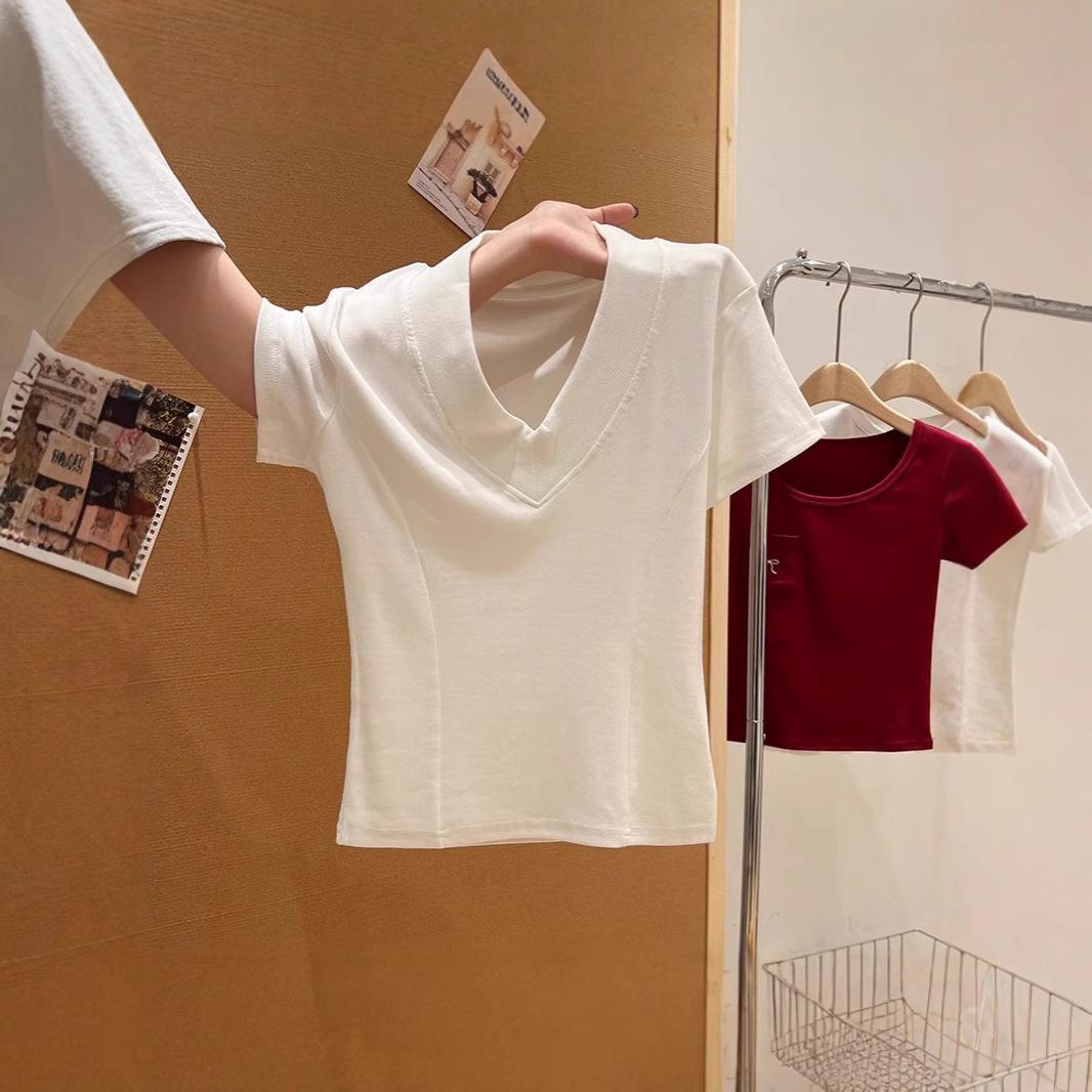 

Women s Slim V-Neck Short Sleeve T-Shirt - New Summer 2025 Fashion L