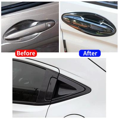 For Honda HR-V HRV 2014- Carbon Fiber Color Exterior Front Rear Door Handle Cover Door Bowl Cap Anti Scratch Protector Decor