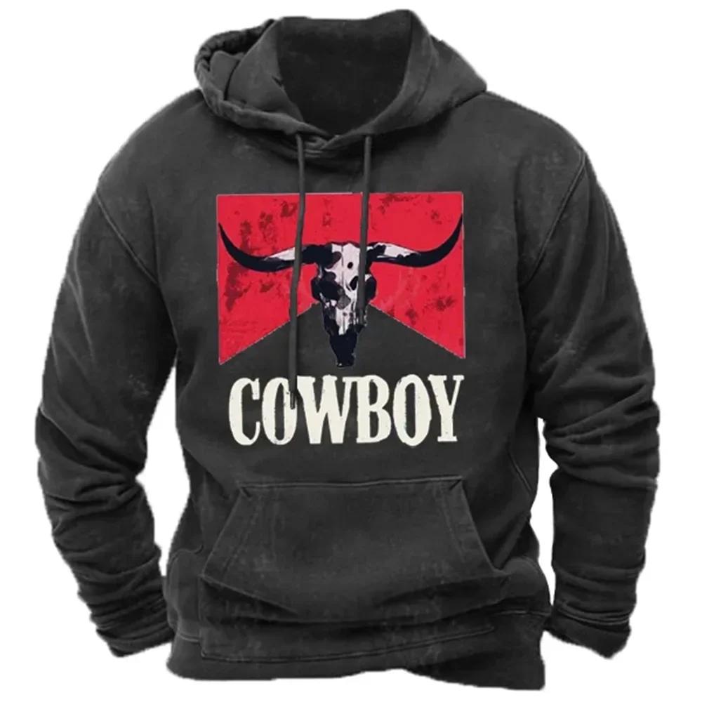 New Hoodies Sweatshirt Men's Hoodie 3D Cowboy Printed Pullover Oversized Men’s Tops Male Yellowstone Loose Vintage Clothes Hot