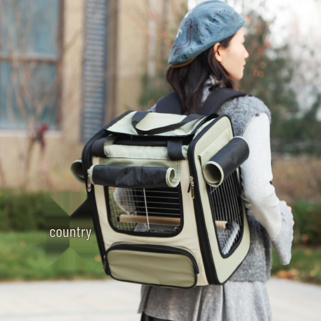 Portable Bird Backpack: Breathable, Water-Repellent, Scratch & Bite-Resistant with Metal Mesh for Parrots, Cockatiels, and Monks