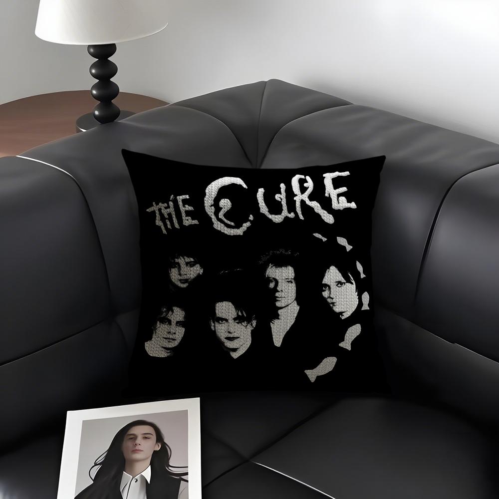 The Cure Rockband Kissenbezug Natürlicher Leinen Bio-Stoff Doppelseitiger Druck Sofa Heimdekoration Geschenk Kissenhülle