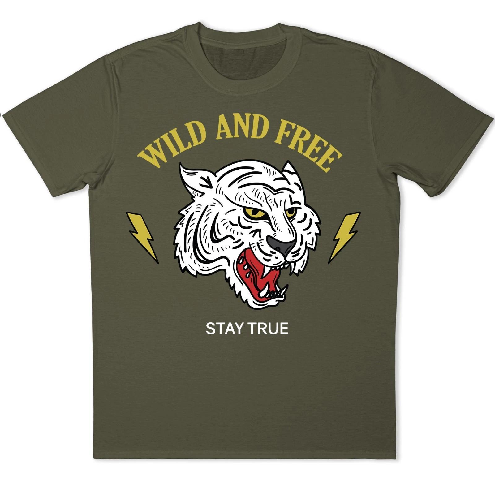 Tiger Biker T-Shirt Wild Free Roaring Animal Lightning Bolt Motorcycle Tee XXL