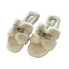 Suding Home "Mao Mao Tuo" Summer Gentle Fashion Versatile Premium Sense Flat Bottom One Word Plush Cotton Slippers Women's New