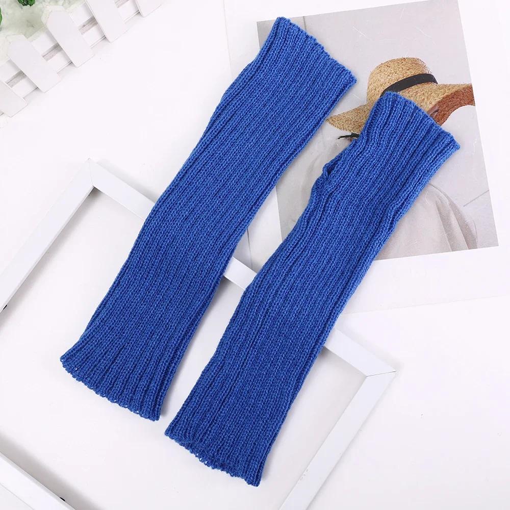 Lolita Fingerless Gloves Arm Warmers Women Autumn and Winter Knitted Kawaii White Black Gloves Anime Cosplay Ankle Wrist Sleeves