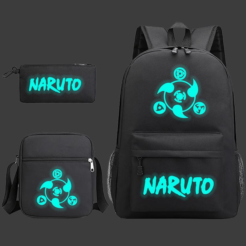 Large Capacity Schoolbag with Shoulder Strap; Student Three-piece Pencil Case Set