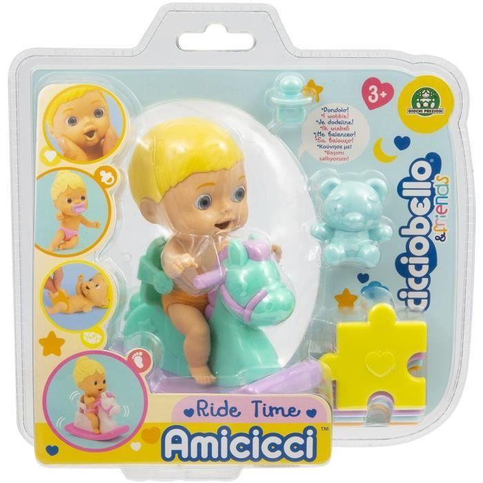 Cicciobello Amicicci - CHUSE - Modèle Fille Blonde - Jouet pour enfants - Cheval à Bascule - Accessoires