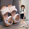 Fashion 2025 Summer New Girls' Sandals Light Luxury Wind Net Gauze Pearl Soft Soled Princess Shoes Little Girls Fashion Beach Shoes