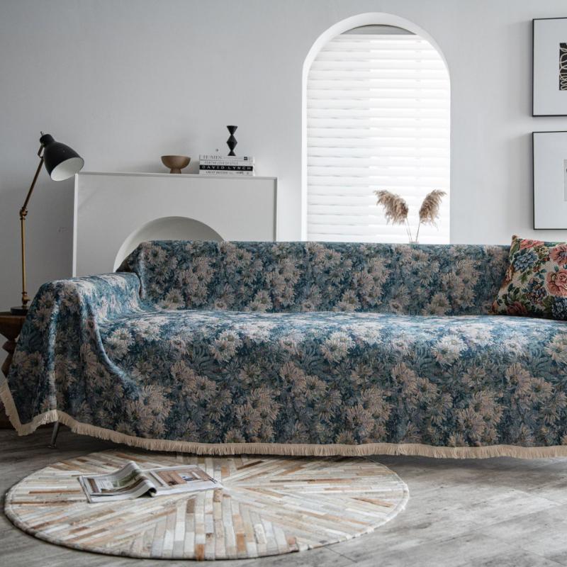 Amerikanischer Stil Jacquard Rutschfeste Sofa Handtuchdecke Doppelseitiger Jacquard Baumwollgaze Vier Jahreszeiten Universal Retro Sofa Handtuch