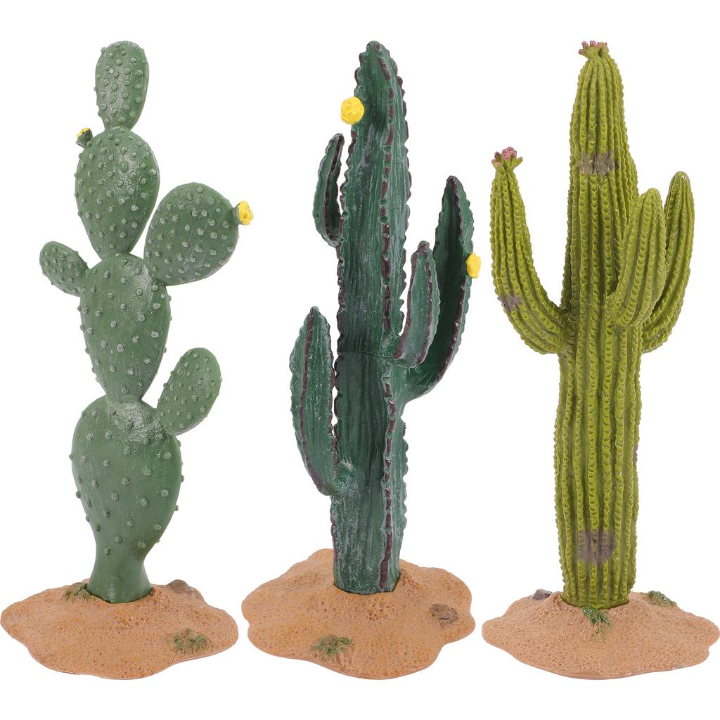 3 Pcs Simulated Cactus Decoration Tiny Mini Figurines Artificial Plants Miniature Statue Pvc Child Outdoor Ornaments