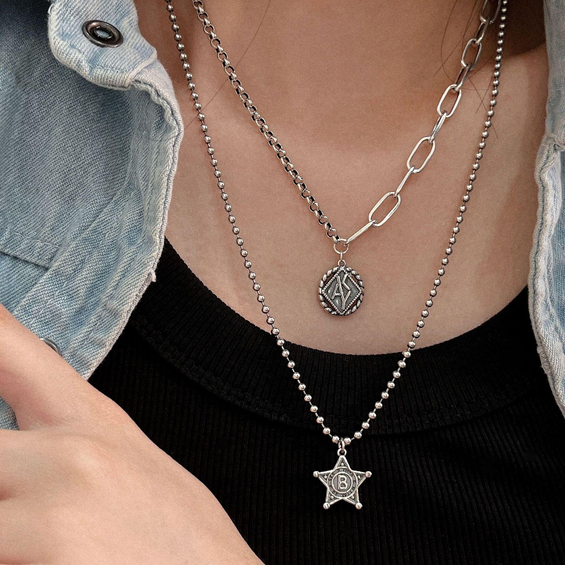 

S925 Sterling Silver Five-Pointed Star Necklace - Women s Korean & Japanese Style