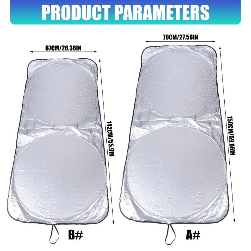 Car Sun Shade for Front Windshield Coverage, Foldable Nylon Window Sun Blocking Screen for Outdoor Parking, Easy Storage