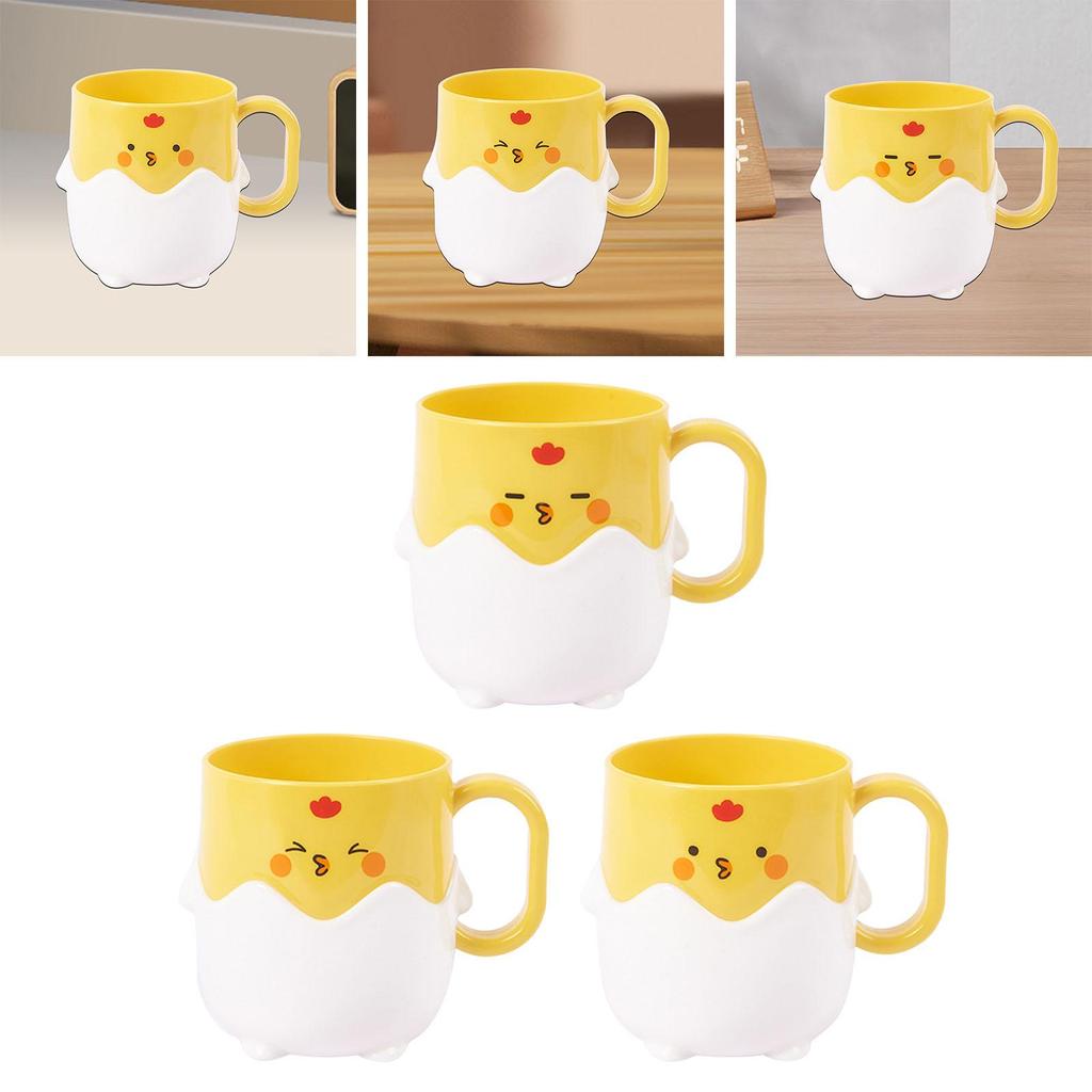 Cartoon Chicken Toothbrush Cup Creative Comfortable Handle Anti Drop Washing Cup for Child Boys Girls Kids Teens Traveling