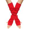 Women's Winter Warm Wool Gloves, Fingerless Long Sleeves, Solid Color, Extended Gloves